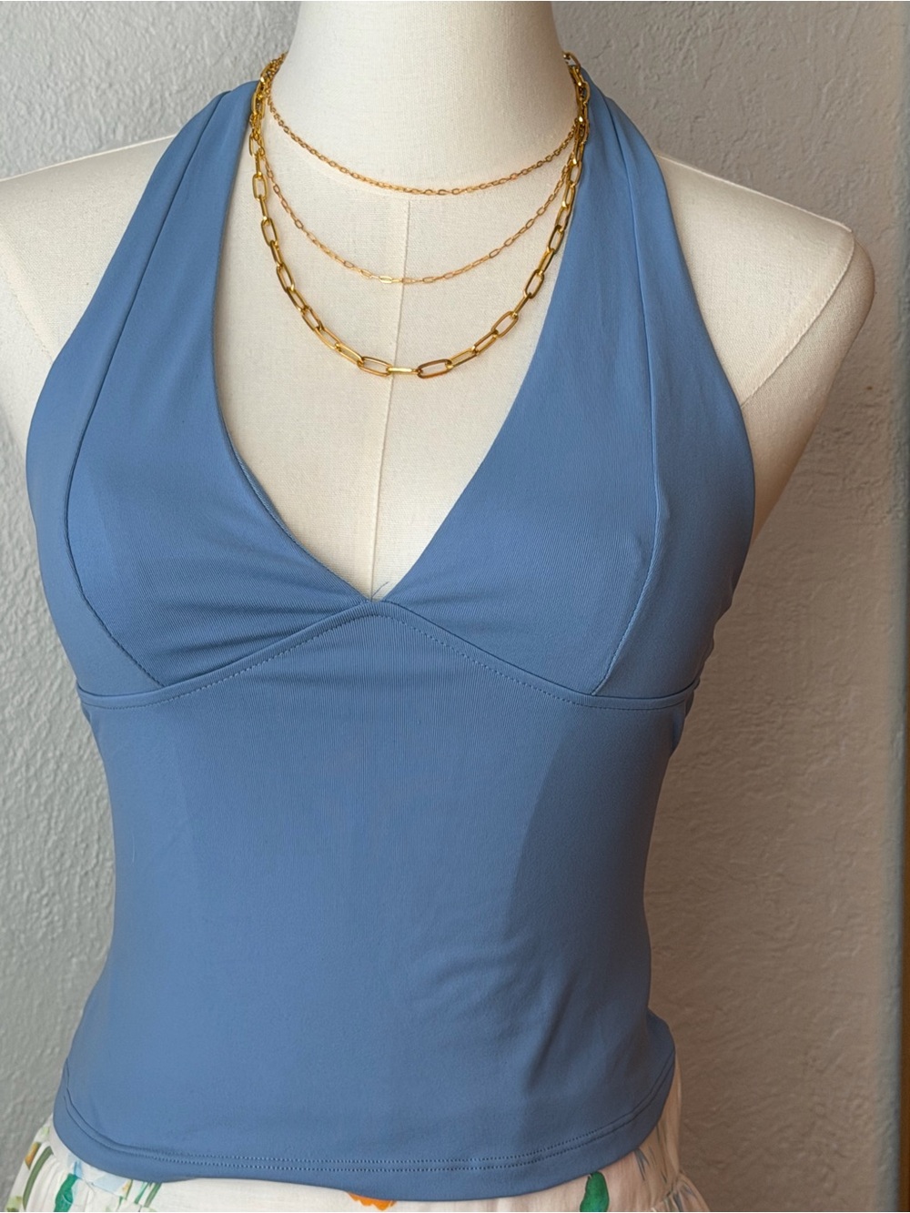125~ NWT Free People Dusted Blue Halter Tank XS